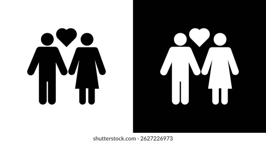 Couple with love icon vector, solid illustration, pictogram