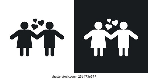 Couple with love icons in flat syle