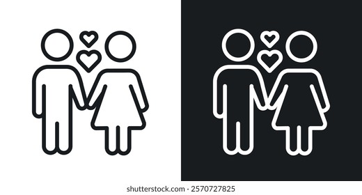 Couple with love icons set vectors on white background.