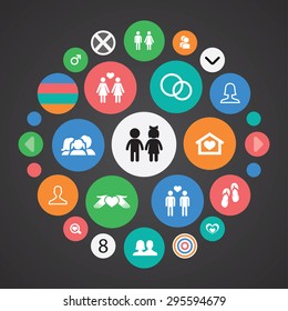 couple, love icons universal set for web and mobile