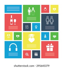 couple, love icons universal set for web and mobile