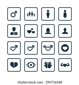 couple, love icons universal set for web and mobile
