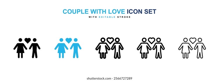 Couple with love icons vector collection pack.