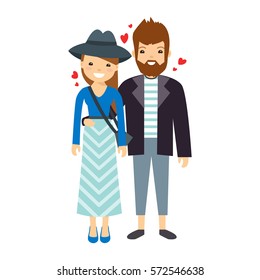 The couple in love, illustration.