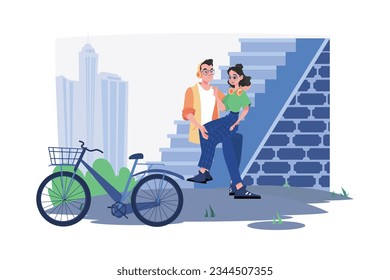 Couple In Love Illustration concept. A flat illustration isolated on white background
