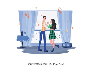 Couple In Love Illustration concept. A flat illustration isolated on white background