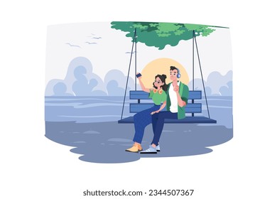 Couple In Love Illustration concept. A flat illustration isolated on white background