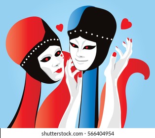 Couple in love Illustration of man and woman lovers
