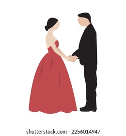 couple in love isolated on white background flat vector illustration. valentine's Day special