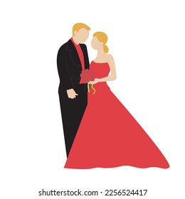 couple in love isolated on white background flat vector illustration. valentine's Day special.