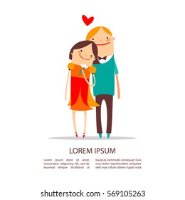 Couple in love isolated on white background. Valentine's Day vector illustration. Design element for greeting cards and etc.