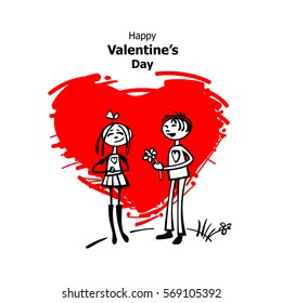 Couple in love isolated on white background. Valentine's Day vector illustration. Design element for greeting cards and etc.