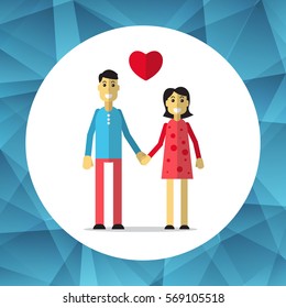 Couple in love isolated on white background. Valentine’s Day vector illustration. Flat design. Design elements for greeting cards and etc.