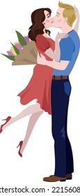 Couple in love kissing each other