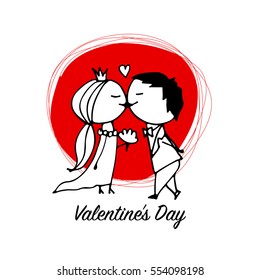 Couple in love kissing, valentine sketch for your design