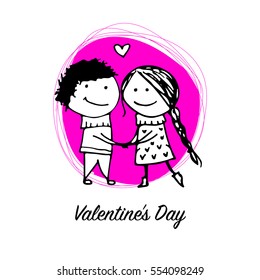 Couple in love kissing, valentine sketch for your design