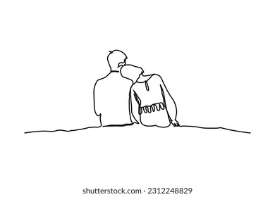 couple love line art 01