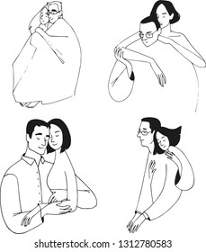 Couple love linedrawing