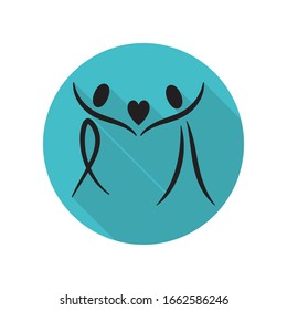 Couple in love long shadow icon. Simple glyph, flat vector of arrow icons for ui and ux, website or mobile application