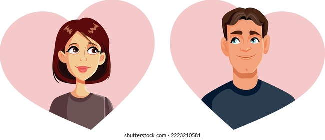 
Couple in Love Looking Fondly at Each Other Vector Illustration. Man and woman falling in love with each other
