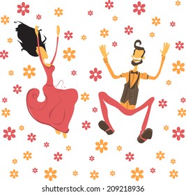 Couple in love, lovers dancing card