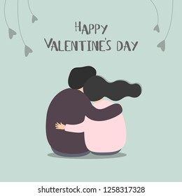 Couple in love. Man and woman embracing each other affectionately. Characters for the feast of Saint Valentine. Vector illustration in cartoon style.
