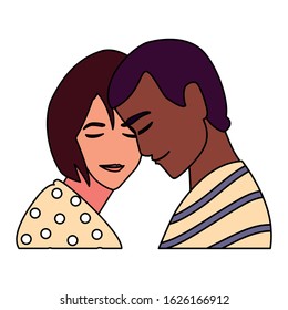 couple in love, man and woman embracing each other affectionately vector illustration design