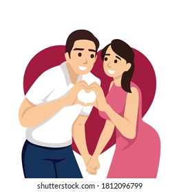 Couple in love. Man and woman embracing each other affectionately. Characters for the feast of Saint Valentine. Vector illustration in cartoon style