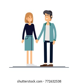 Couple in love. Man and woman embracing each other affectionately. Characters for the feast of Saint Valentine. Vector illustration in cartoon style