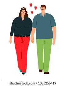 Couple love man and woman isolated on white. Vector happiness family romance, male and female together illustration