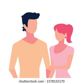 couple in love, man and woman showing affection vector illustration design