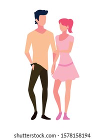 couple in love, man and woman showing affection vector illustration design