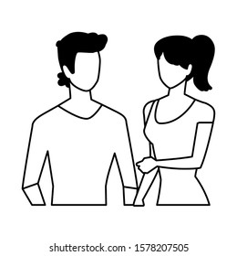 couple in love, man and woman showing affection vector illustration design