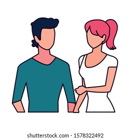 couple in love, man and woman showing affection vector illustration design