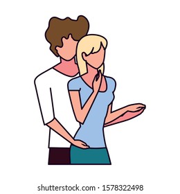 couple in love, man and woman showing affection vector illustration design