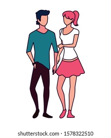 couple in love, man and woman showing affection vector illustration design