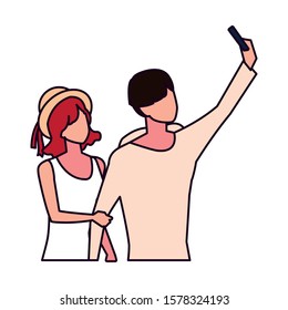 couple in love, man and woman showing affection vector illustration design