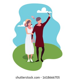 couple in love, man and woman showing affection vector illustration design