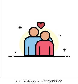 Couple, Love, Marriage, Heart Business Logo Template. Flat Color