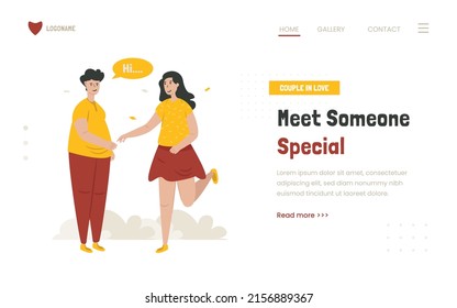 Couple In Love, Meet Someone Special Flat Design Illustration