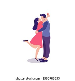 Couple in love. Meeting, farewell,  Happy family. Man  Making Offer to Woman Asking with Engagement Ring. Vector illustration for a greeting card for Valentine Day, banner, poster, web page.