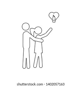 couple in love meeting let sky lanterns icon. Element of Love for mobile concept and web apps icon. Outline, thin line icon for website design and development, app development