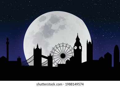 couple love in Night City With Moon icon Logo design vector template illustration symbol
