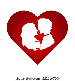 A couple in love on a background of a red heart