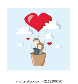 Couple in love on a balloon