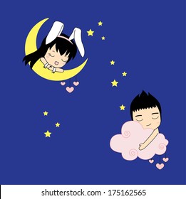 Couple love on the moon