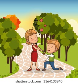 couple in love on park