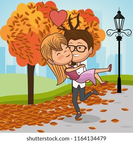 couple in love on park