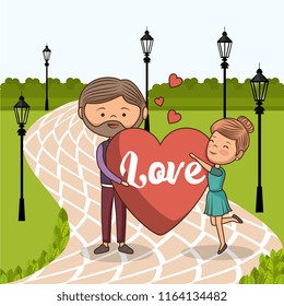 couple in love on park