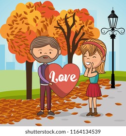 couple in love on park